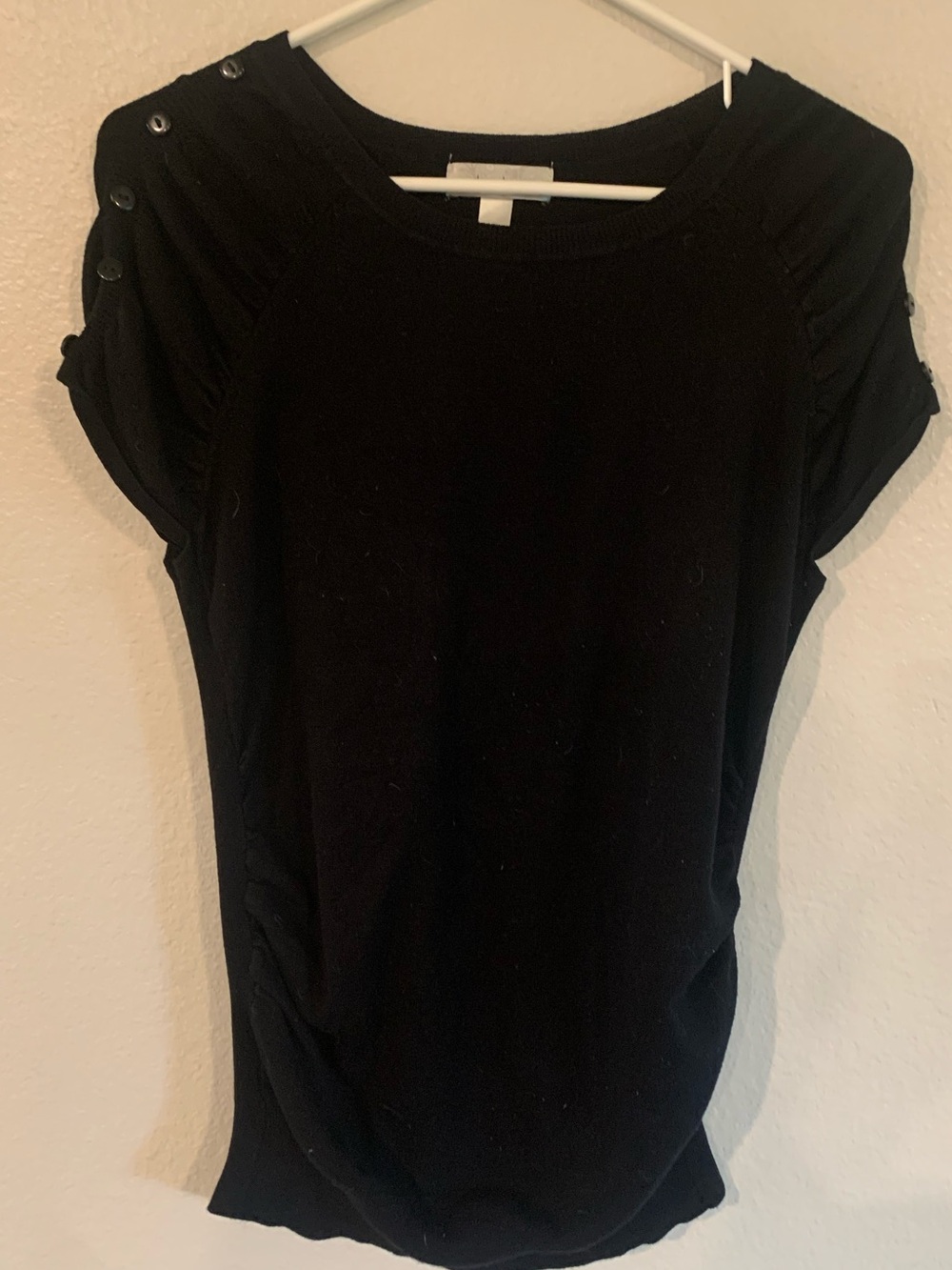 Dress barn Black Women's Button-Shoulder Short Sleeve Top